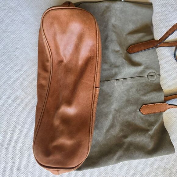 Chocolat Blu Two-Tone Leather and Canvas Tote Bag